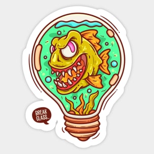 Piranha Bulb Cartoon Sticker